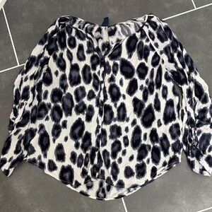 Old Navy Black and White Animal Print Blouse
